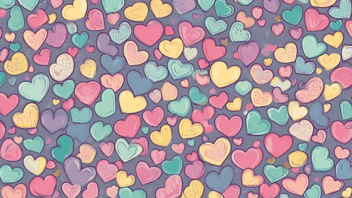 Layered Heart Composition on Muted Purple Ground with Pastel Palette