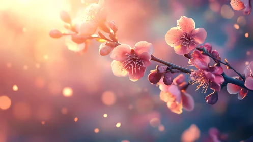 Cherry Blossoms Dancing Through Honeyed Twilight Magic