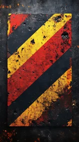 Rusted hazard stripes blazing through industrial midnight.