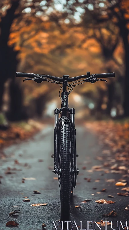 Mountain Bike on Autumn Trail at Dusk
