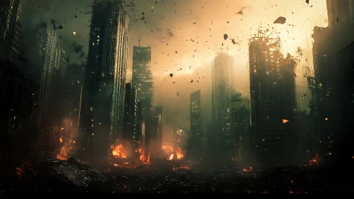 Embers Crown the Ruined Skyline of a Collapsing Metropolis.