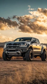 Sunlit off road truck waiting for your next dusty adventure.