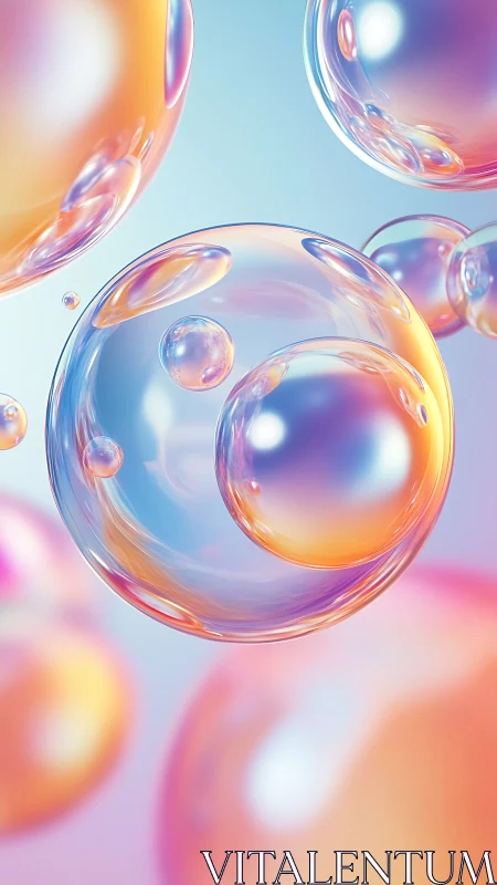 Shimmering pastel bubbles drift softly in glowing light