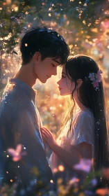 Luminescent Embrace: Two Souls Converging.