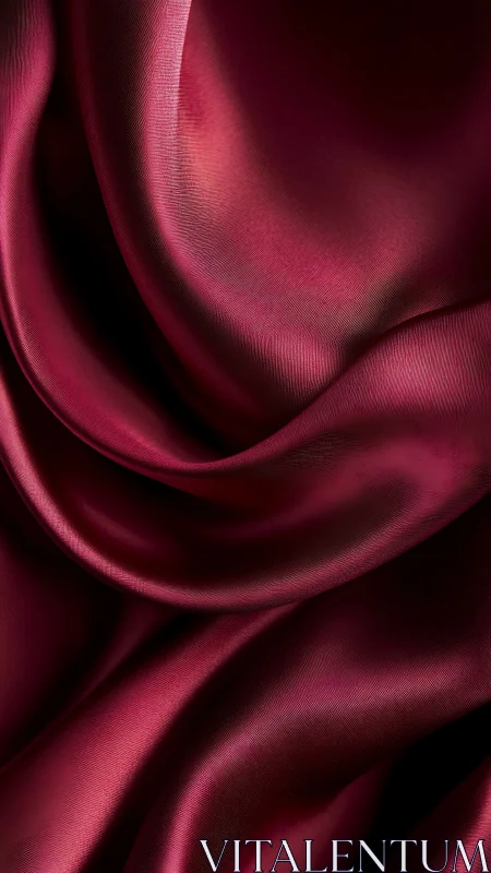 Crimson satin fabric forms dense overlapping folds and curves