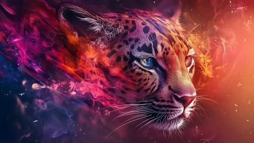Luminous Tiger Portrait Amid Chromatic Energy Waves