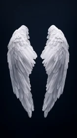 White feathered wings float against deep midnight background.