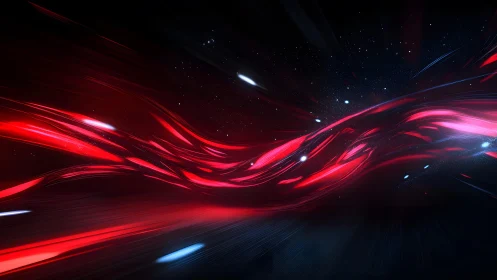 Futuristic red light trails swirling through cosmic abstract space.