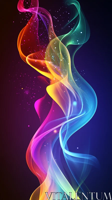 Chromatic light trails forming intertwined translucent ribbons