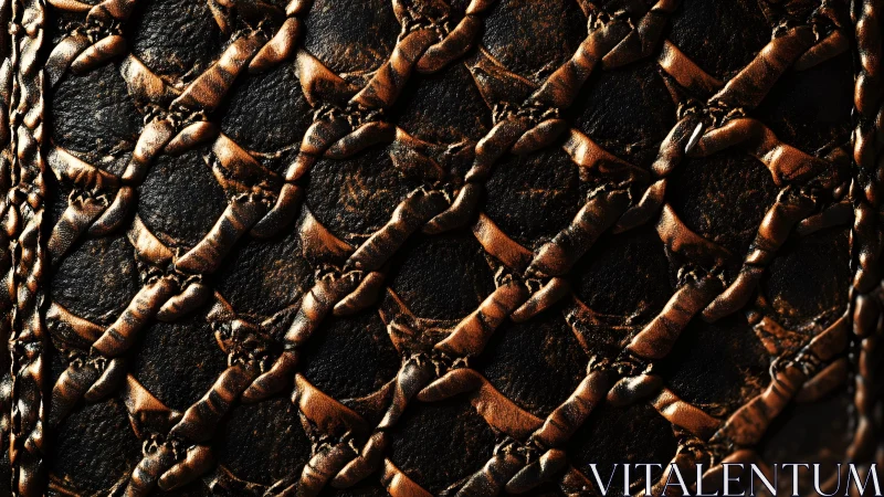 Close-up of Textured Brown Leather with Intricate Woven Pattern. Close-up of Textured Brown Leather with Intricate Woven Pattern.