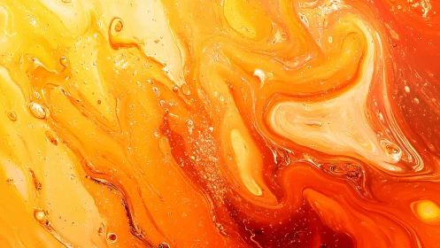 Molten orange liquid swirls capture flowing abstract motion