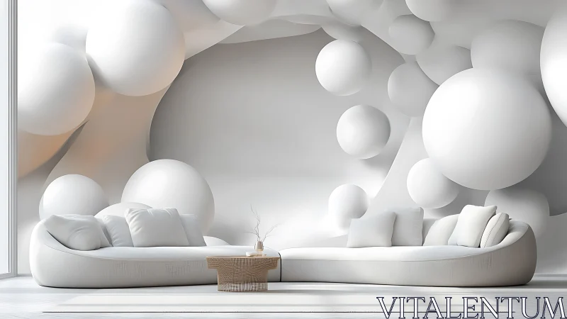 Cloud-bubble lounge drifting in sculpted white daydreams.