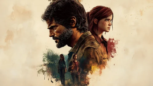 Gritty digital duo portrait with layered survival narrative.