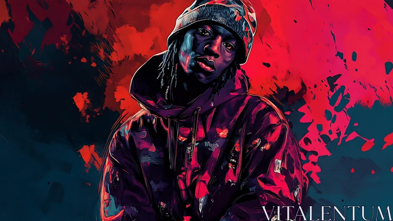 Chromatic urban portrait with high-contrast digital brushwork.