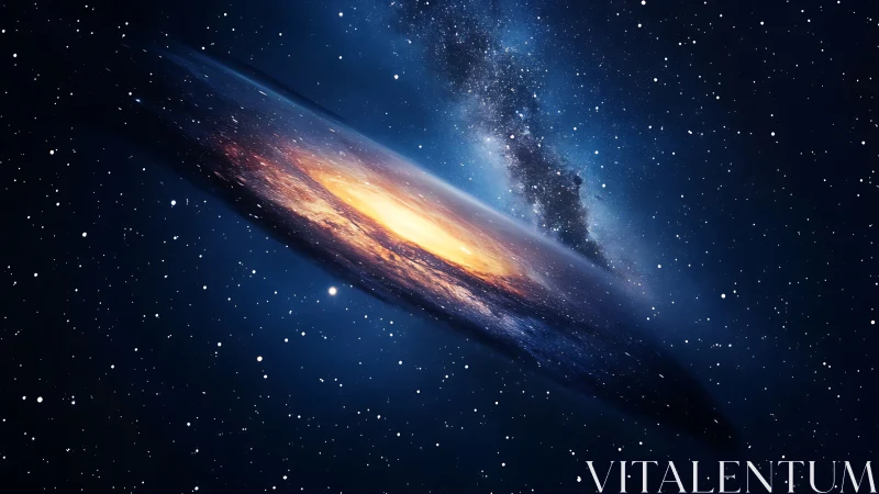 Elliptical star galaxy rendered as luminous cosmic disc