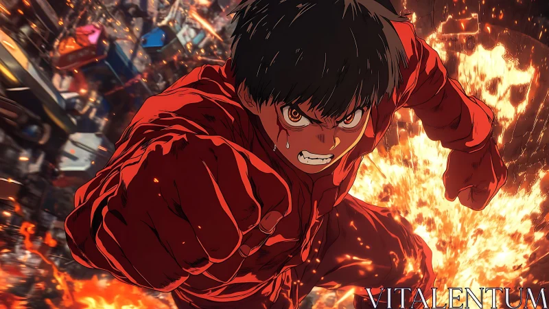 Fiery young hero charges forward with unstoppable resolve