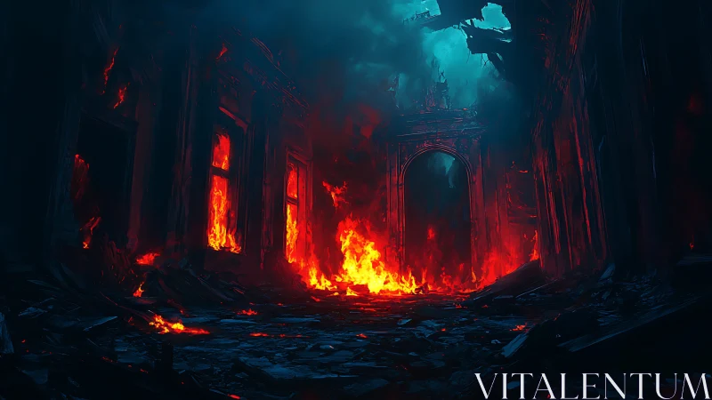 Inferno in the Ruins: Where Fire Meets Ancient Mystery.