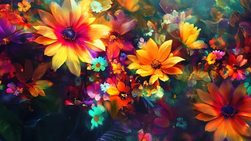 Composite floral arrangement with multiple bloom species.