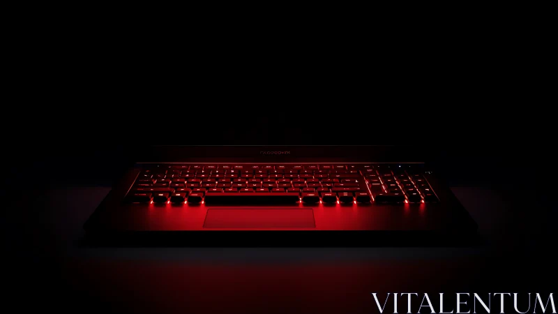 Glowing red keyboard welcomes late night gaming and focused work