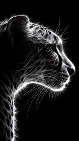 High-contrast digital line study of leopard profile silhouette.