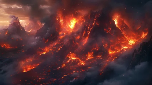 Volcanic Eruption with Massive Lava Flows and Explosive Pyroclastic Activity