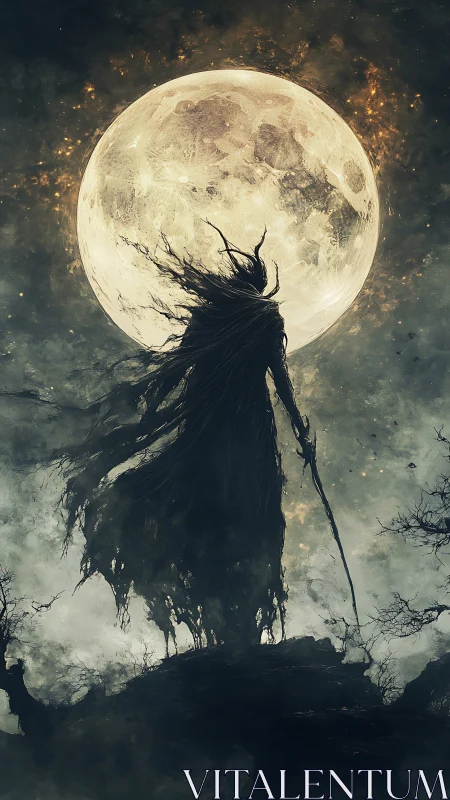 Moonlit Wraithlord crowned in tattered midnight stormlight.