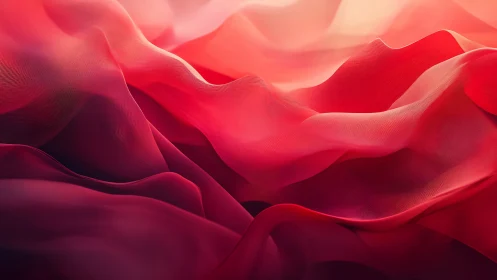 Soft crimson waves of fabric glowing in gentle light.
