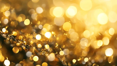 Defocused golden bokeh field with shallow depth of focus.