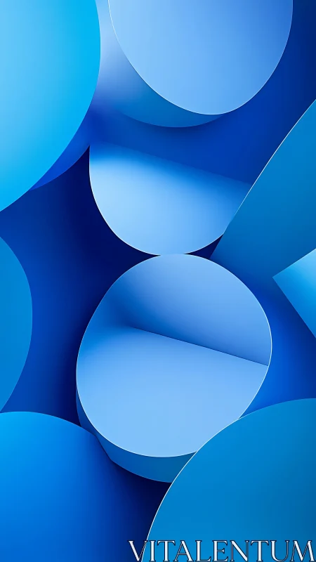 Layered blue cylinders forming abstract minimal background.