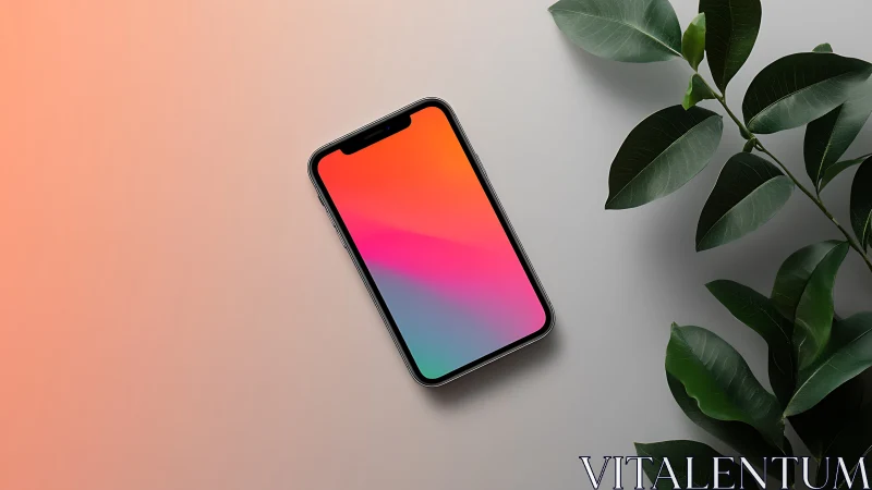 Modern Smartphone with Gradient Display on Split Background