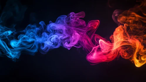 Trichromatic volumetric smoke waveforms on black field.