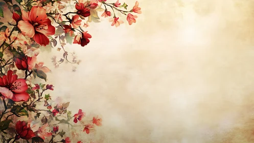 Floral watercolor branches frame a warm parchment field