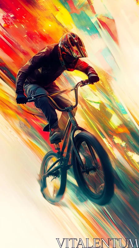BMX Rider Motion Blur Dynamic Speed. Action.