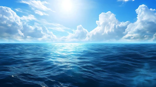 Gentle blue ocean waves under a bright welcoming sky.