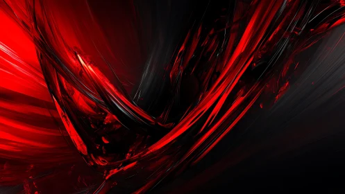 Dynamic abstract red and black digital art with sweeping lines.