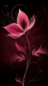 Luminous Pink Flower on Dark Background.