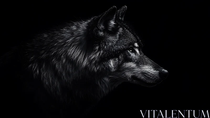 Low key lupine profile rendered with dramatic side lighting.