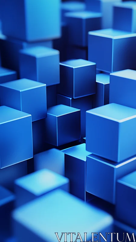 Blue geometric cubes form layered abstract digital cityscape.