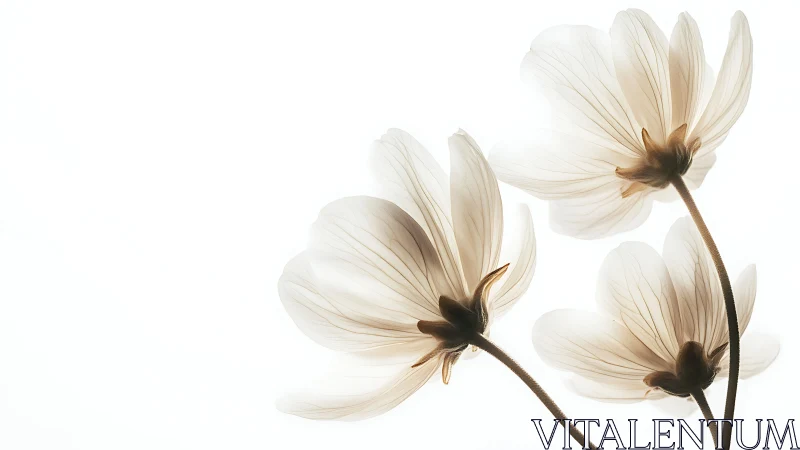 Translucent Cosmos Flower Trio in Backlighting Arrangement.