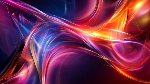 Vibrant flowing abstract light waves in vivid neon color