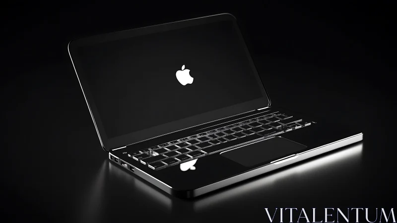 Sleek black laptop rendered on reflective studio surface