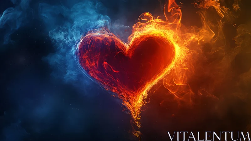 Fiery Heart with Ice Blue Ethereal Flames.