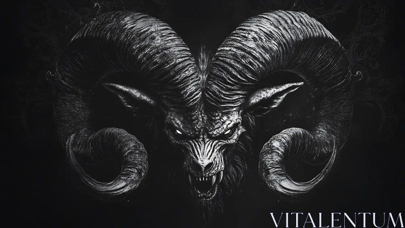 Horned shadow devil curls its rage into a silver snarl