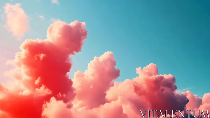 Blushing candy clouds drifting beneath an endless cyan sky.