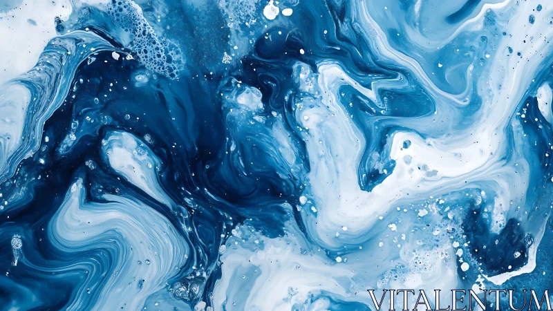 Gentle ocean swirls in soothing blue and soft white tones.