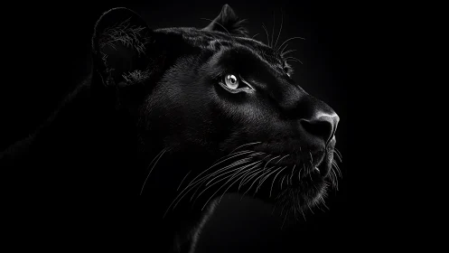 Monochromatic Feline Portrait: High-Contrast Nocturnal Study.