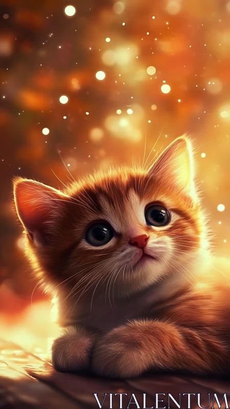 Golden Kitten Dreams: A Magical Glowing Portrait.