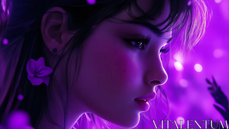 Violet dusk daydreamer in glowing neon petal hush.
