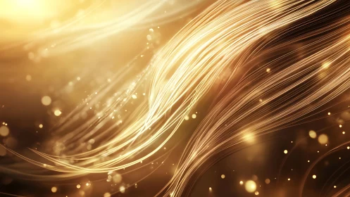 Luminous golden light trails with dynamic bokeh abstraction.