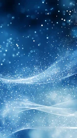 Luminous bokeh particles drift across layered blue atmosphere